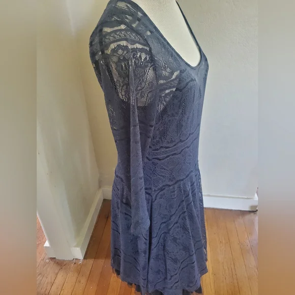 Stetson Western Style Black Elegant Lace Long Sleeve Tulle Dress Size L - Picture 3 of 5